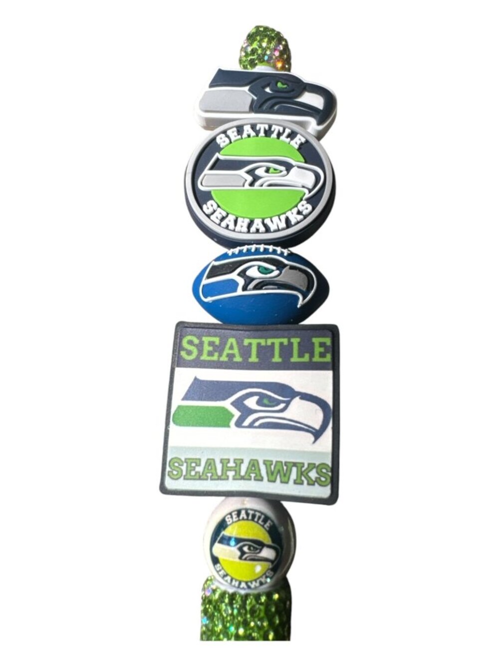 Superbowl Champion Seattle Seahawks Rhinestone Pen with Team Logo Charms - Picture 2 of 6